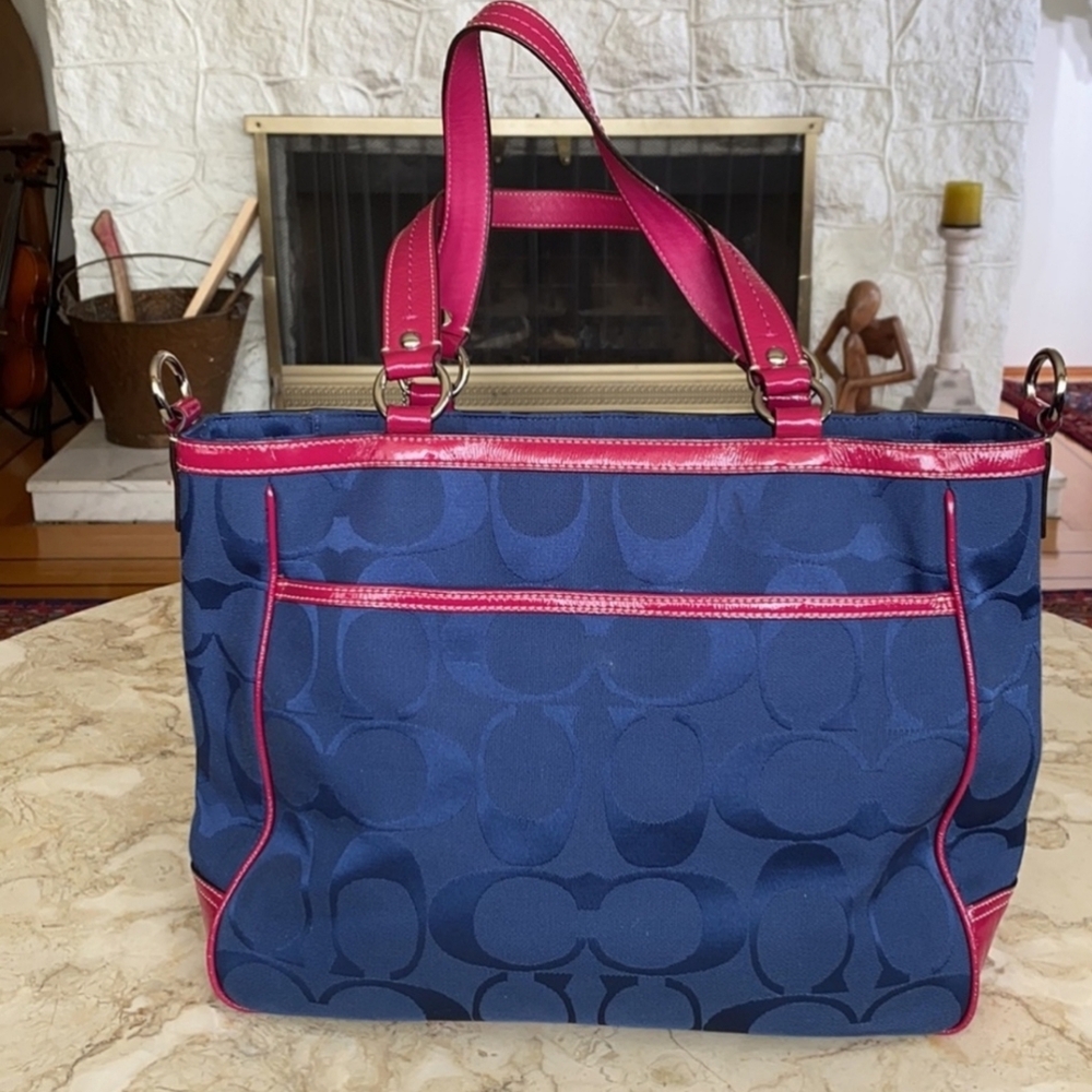 Coach Laura Monogram & Pink Leather Tote Bag
